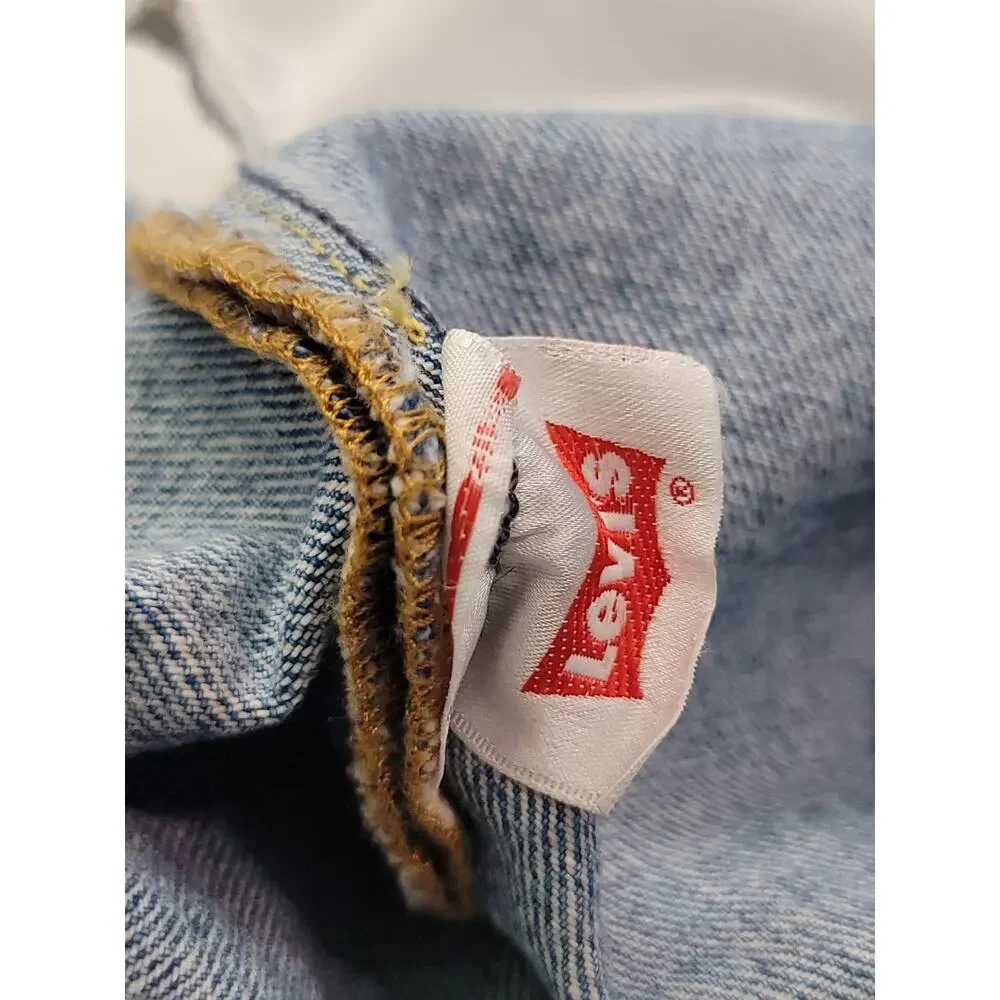 Levis Premium 501 Denim Shorts SZ 28 High Rise Button Fly Big E Jorts Festival